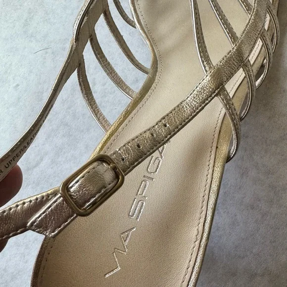Via Spiga Gold Strappy Heels, Size 10m - Picture 3 of 4